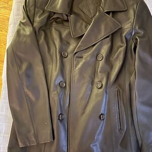 Women Double-Breasted Leather Jacket